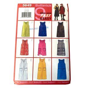 Butterick Sewing Pattern 5649  Girl's Jumper Dress Very Easy Sizes 7 8 10  UNCUT